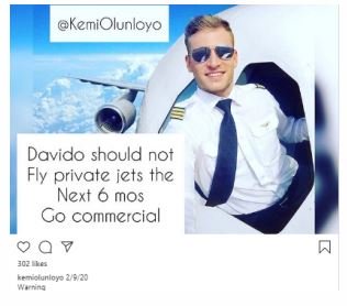 Caution! Kemi Tells Davido To Halt Flying Of Private Jet