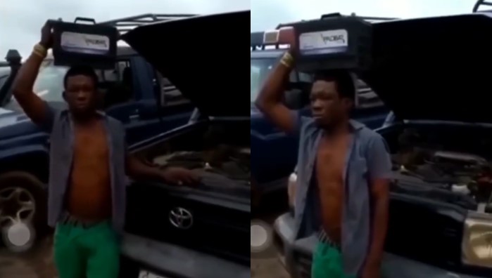 Thief caught after stealing battery from police patrol van in police station (Watch video)
