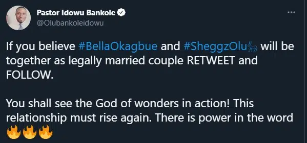 Sheggz and Bella’s relationship must rise again. – Pastor Idowu Bankole declares
