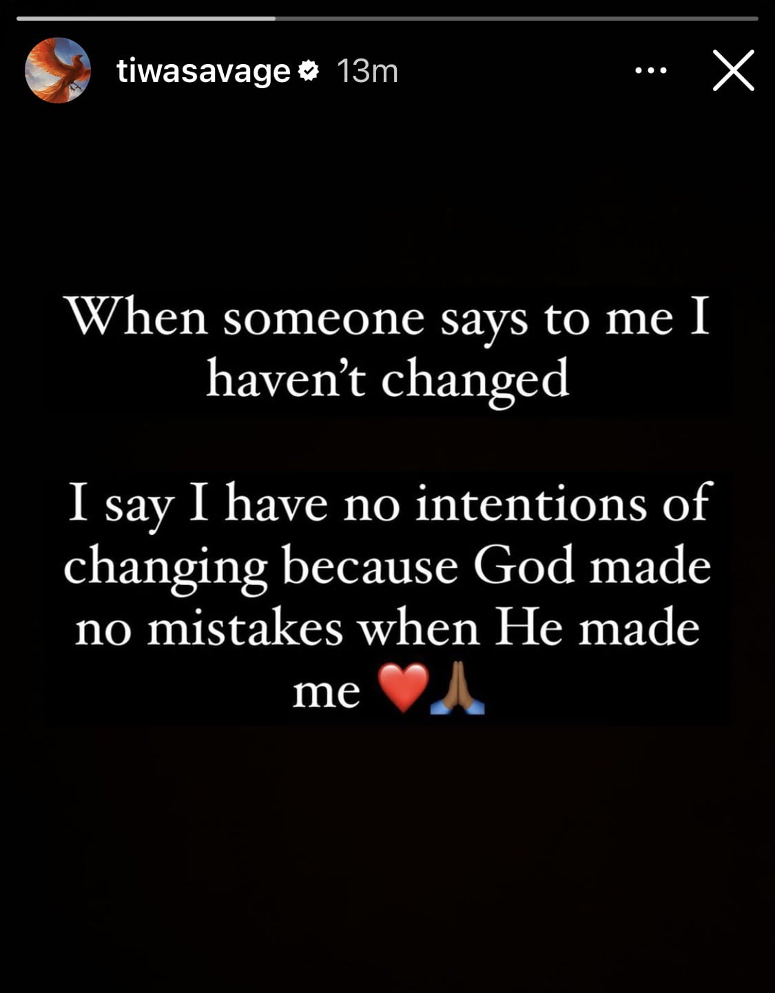 Tiwa Savage Sends Mysterious Message to Unidentified Individual - "I have no intention of changing"