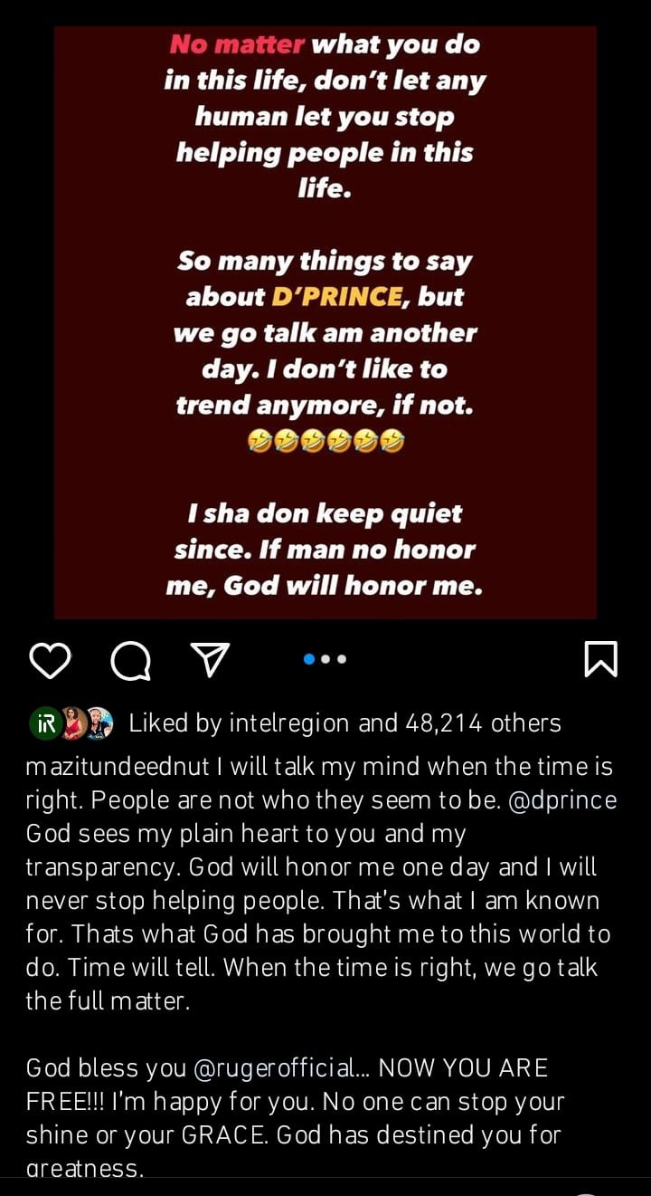 Tunde Ednut sends a message to D’Prince as Ruger leaves his label - “People aren’t who they seem”